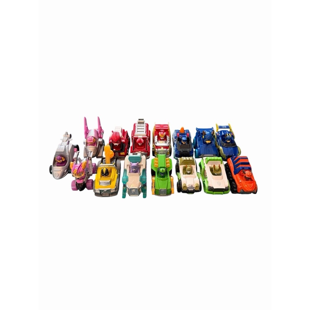 Paw Patrol Mighty Pups True Metal Diecast Cars Lot of 15 Various Vehicles